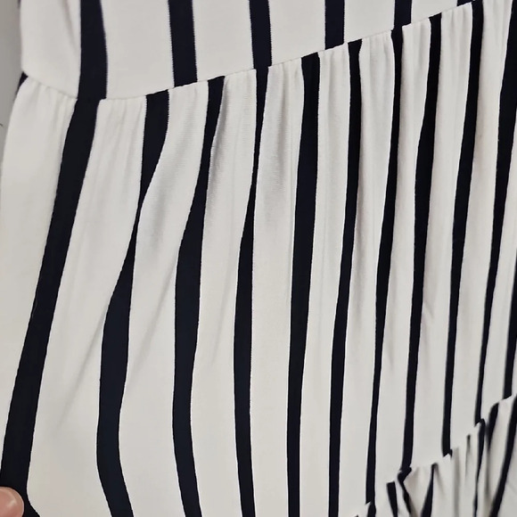 LOFT Black and White Striped Midi Dress - Picture 3 of 3